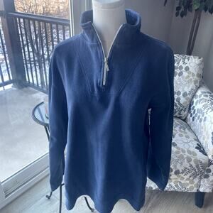 Lady Hathaway Blue 100% Cotton 1/4 Zip Sweater Sz L
